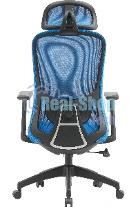 Кресло компьютерное Cactus CS-MC515-BL темно-синий, сиденье темно-синий, сетка/ткань, с подголов. крестов. пластик, пластик черный