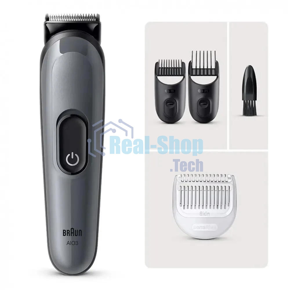 Триммер Braun AIO3500 серый (насадок в компл:3шт)