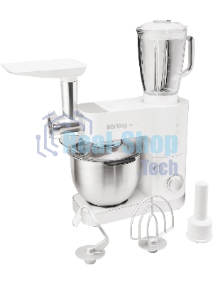 Кухонная машина KORTING KKM 0105 Polar мощность 1200 Вт, 7 насадок (планетарный миксер с 3-мя насадками, мясорубка, насадка для колбас, насадка для кеббе, насадка-блендер), объем чаши 5.5 л, 8 скоростей, импульсный режим, механическое управление, белый