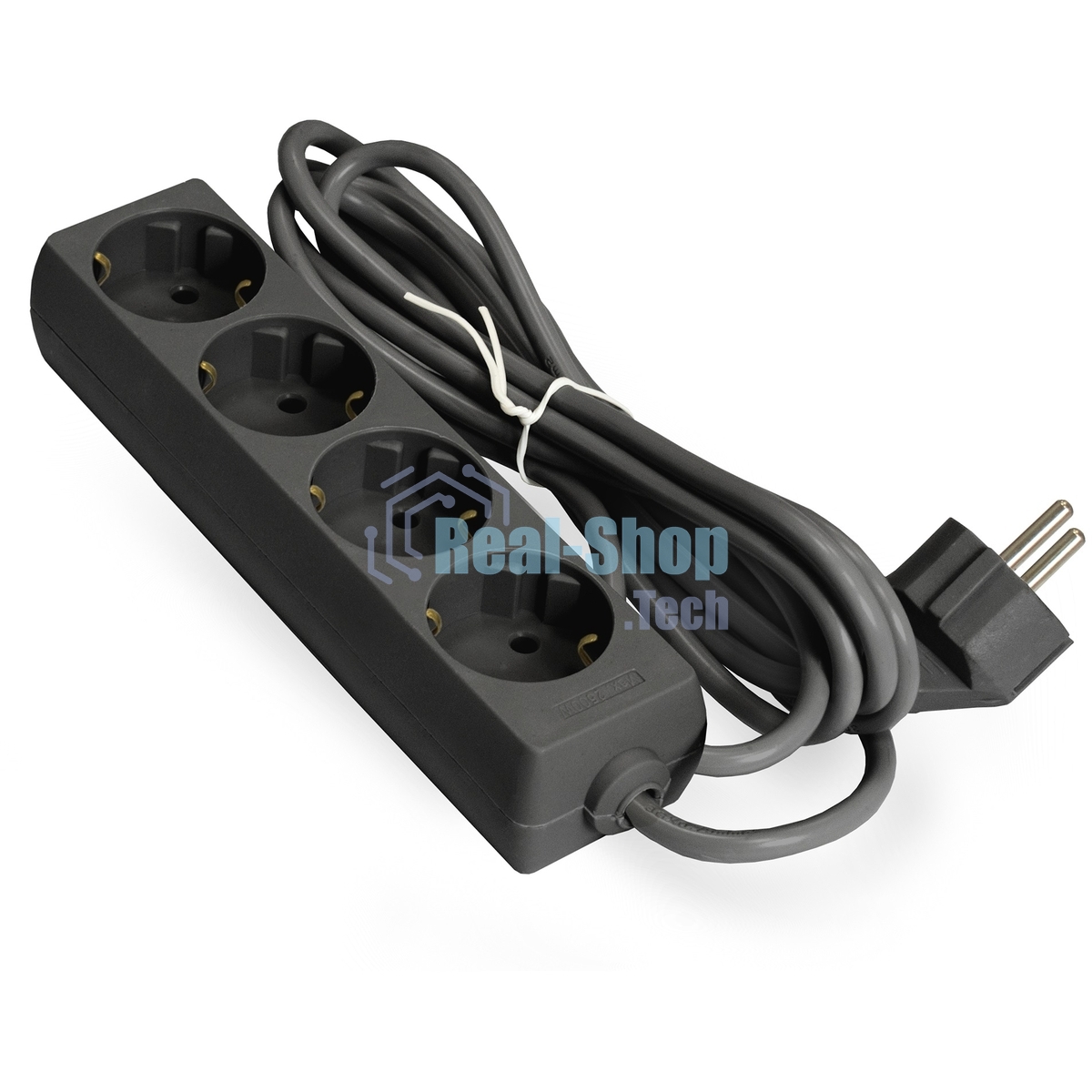 Удлинитель ExeGate ECE-4-3B (EX285813RUS), черный, 3 м, Евровилка с заземлением, 4 евророзетки с заземлением, 2200 Вт