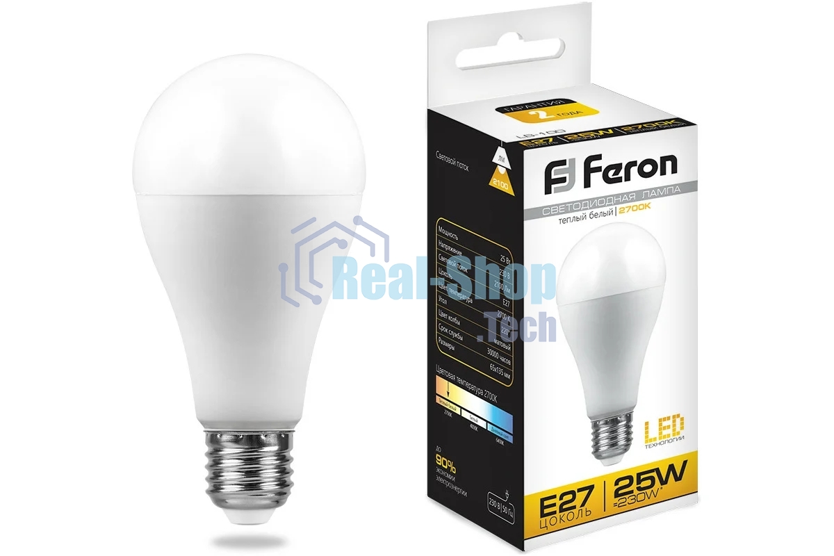 Лампа светодиодная Feron LB-100 (25790) 25W 230V E27 2700K A65