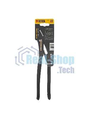 Клещи переставные Denzel кнопочный механизм, обливные рукоятки, 250 мм