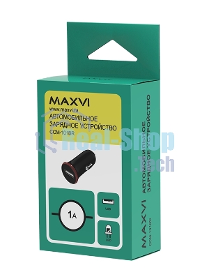 Автомобильное зарядное устройство Maxvi CCM-101BR USB 1А черно-красный