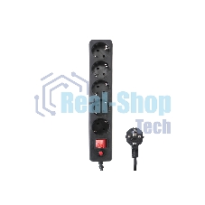 Сетевой фильтр Гарнизон EHLB-2, 5 р, 10А 3 м черный