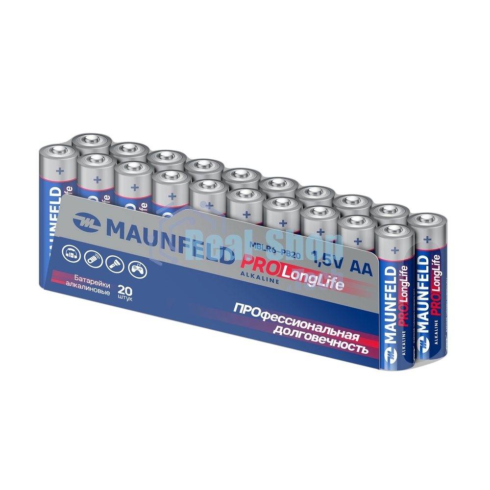 Батарейки Maunfeld PRO Long Life Alkaline AA (LR6) MBLR6-PB20, спайка 20 шт., 1.5 В