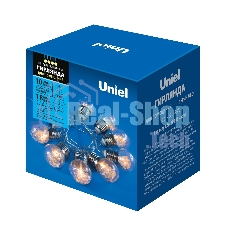 Гирлянда светодиодная Uniel Лампочки ретро на батарейках 3AA (не в/к) 18м 10 светодиодов теплый белый свет ULD-S1800-010/STB/3AA WARM белый IP20 RETRO BULBS