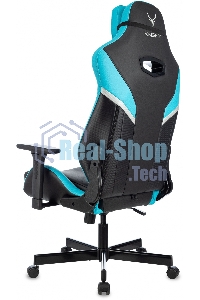 Кресло игровое Knight Thunder 5X черный/голубой эко.кожа крестов. металл