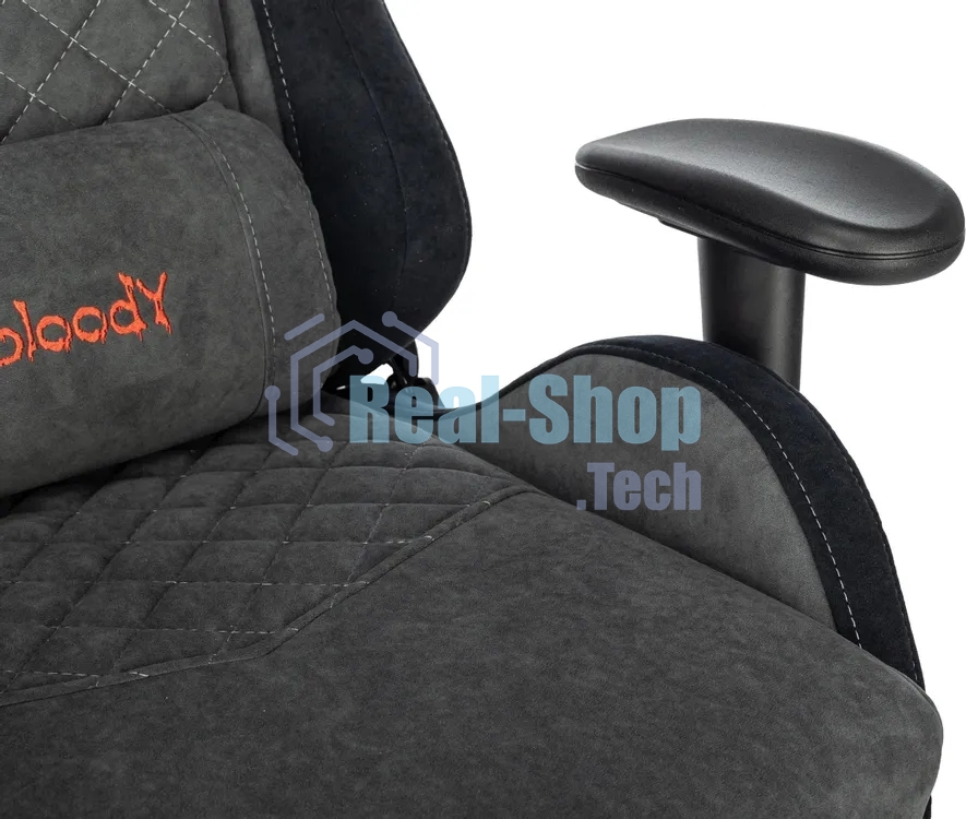 Кресло игровое эргономичное A4Tech Bloody GC-580 серый/черный искусственная замша с подголов. крестов.