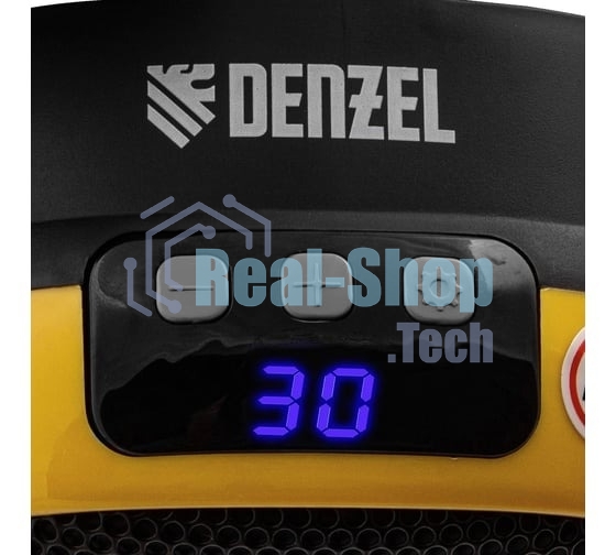 Тепловентилятор керамический Denzel DTFC-700 портативный, черный/желтый, 700 Вт, 10 м2, цифровой термостат