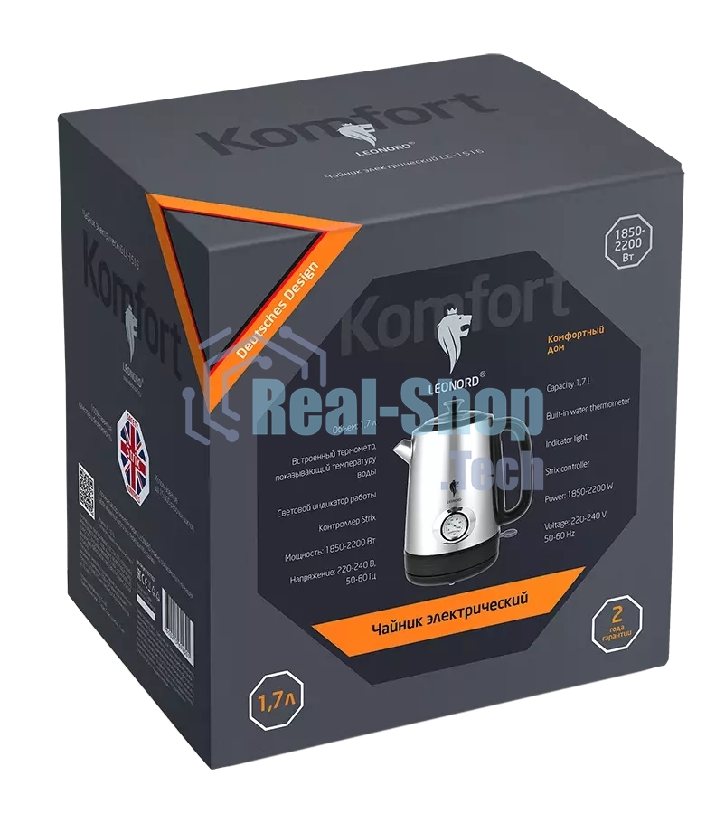 Чайник электрический LEONORD LE-1516 1,7 л, стальной