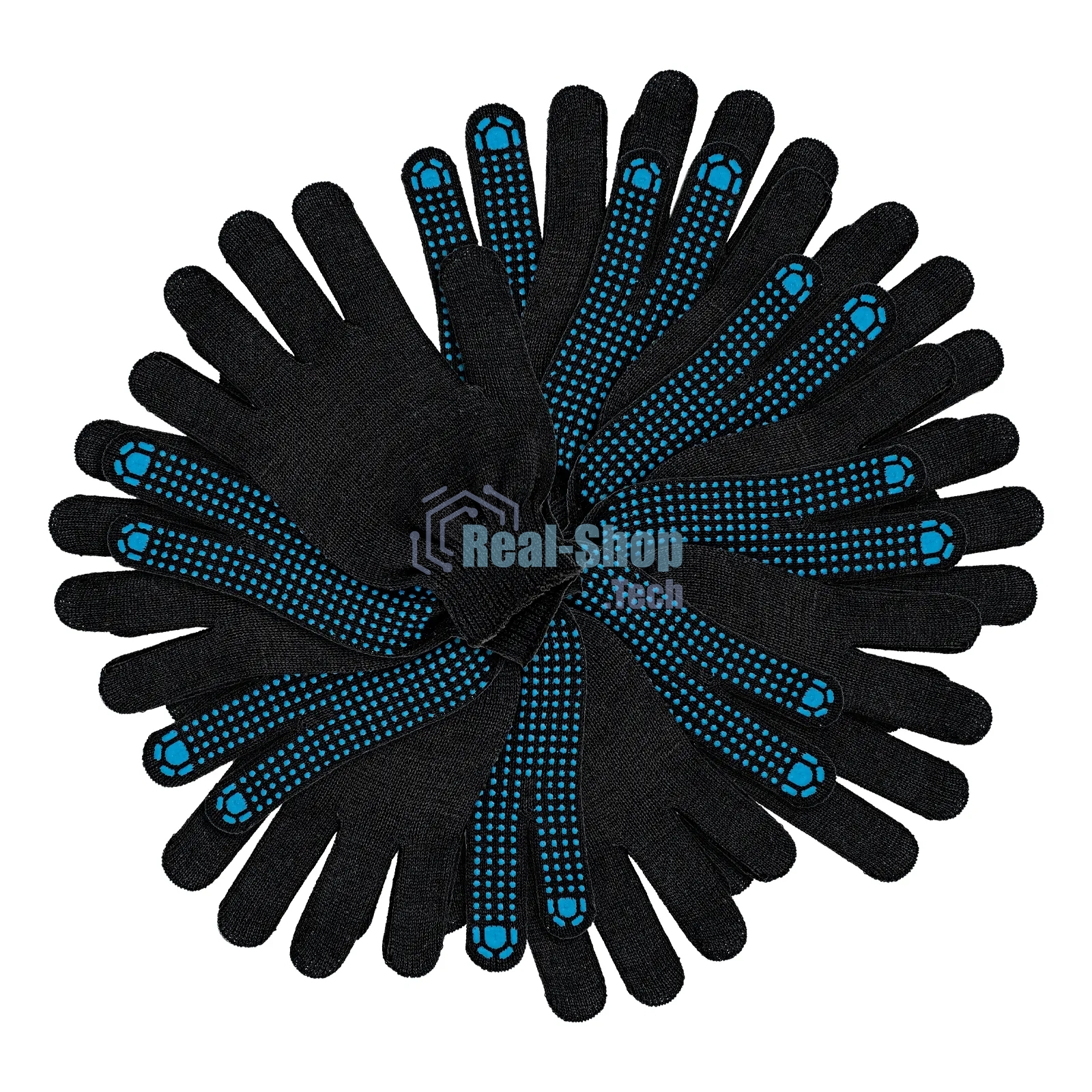 Перчатки трикотажные Сибртех х/б, 200 пар, ПВХ точка, 3 нити, 10 класс