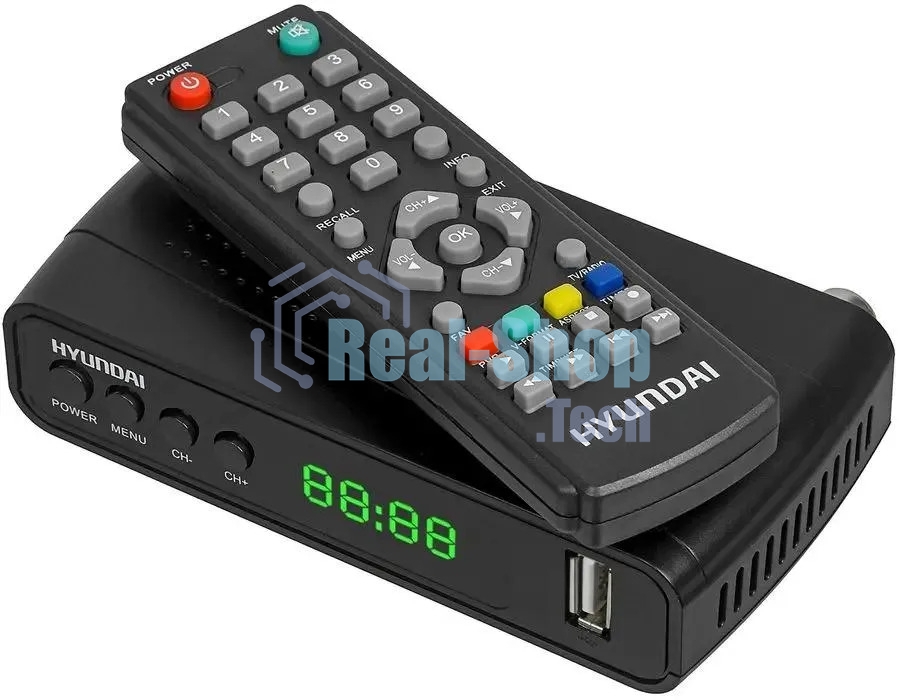 Ресивер DVB-T2 Hyundai H-DVB520 + WiFi-адаптер черный