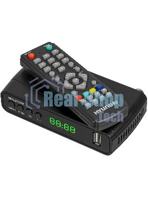 Приставка для цифрового ТВ Hyundai H-DVB520 черный + WiFi-адаптер, DVB-T2, DVB-T, DVB-C, HDMI, USB 2.0 х2