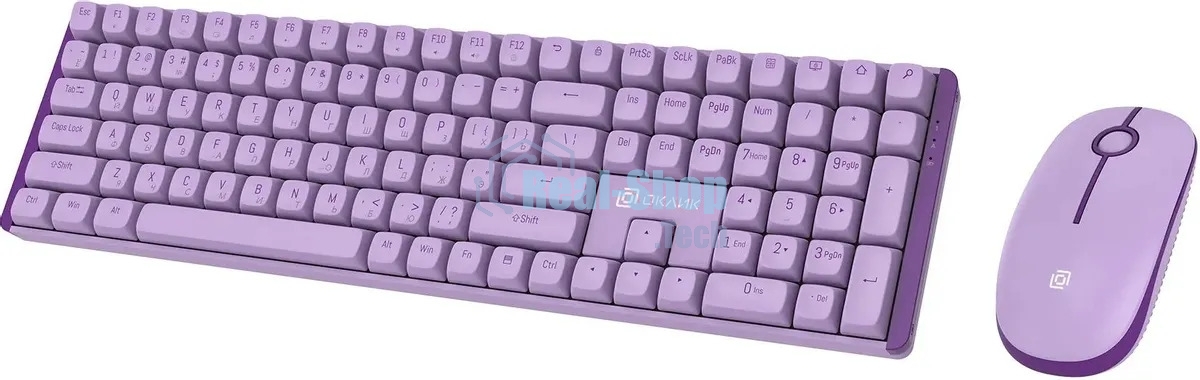Комплект клавиатура+мышь Оклик S315W беспроводной USB 1600 DPI сиреневый (1978643)