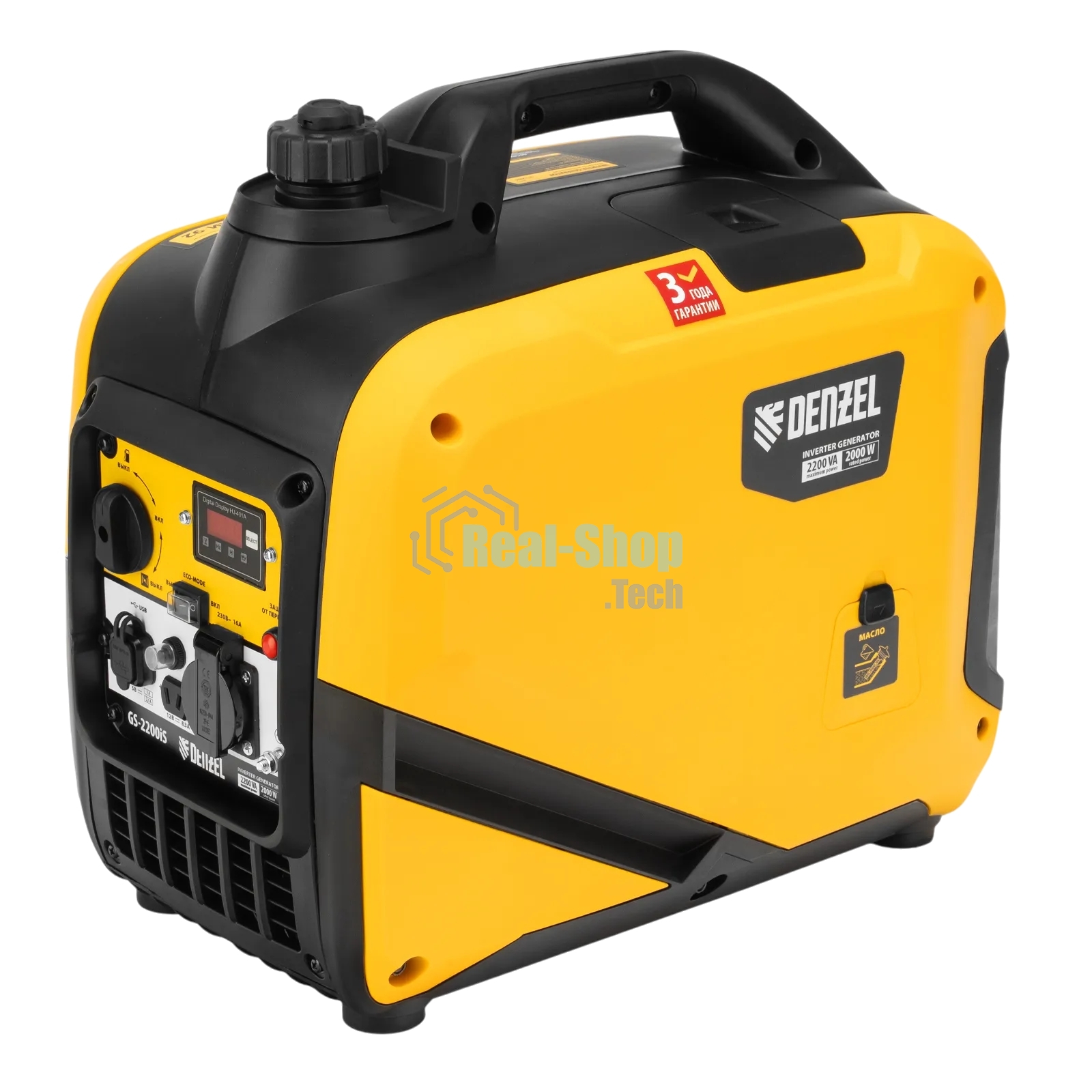 Генератор инверторный Denzel GS-2200iS, 2,2 кВт, 230 В, закрытый корпус, ручной старт