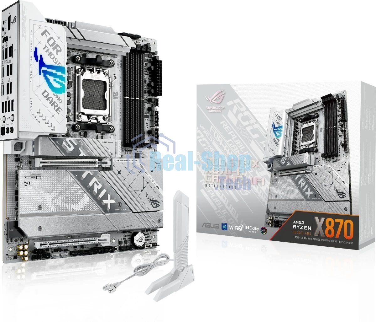 Материнская плата ASUS ROG STRIX X870-A GAMING WIFI, AM5, AMD X870, 4xDDR5, 2xSATA, 4xM.2, 1xPCI-E 4.0 x4, 1xPCI-E 5.0 x16, 1xHDMI, 1xDP, 1x 2.5Gb LAN, 4xUSB-A 3.2 Gen 1, 5xUSB-A 3.2 Gen 2, 1xUSB-C 3.2 Gen 2, 2xUSB4, 2x3.5 мм, 7.1, ATX