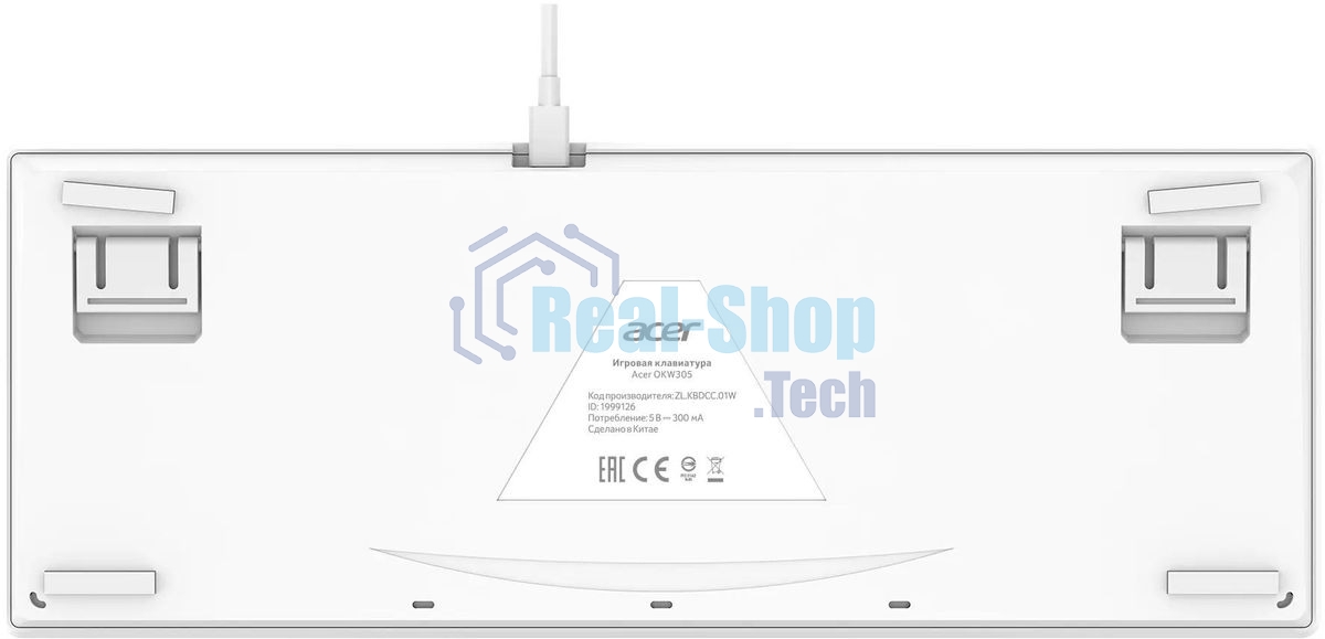 Клавиатура проводная Acer OKW305, USB, белый