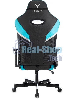 Кресло Knight Thunder 5X черный/голубой, экокожа, 120 кг, механизм качания