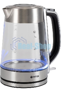 Чайник электрический Vitek VT-1184 1.7л. 2200Вт серебристый корпус: стекло/металл