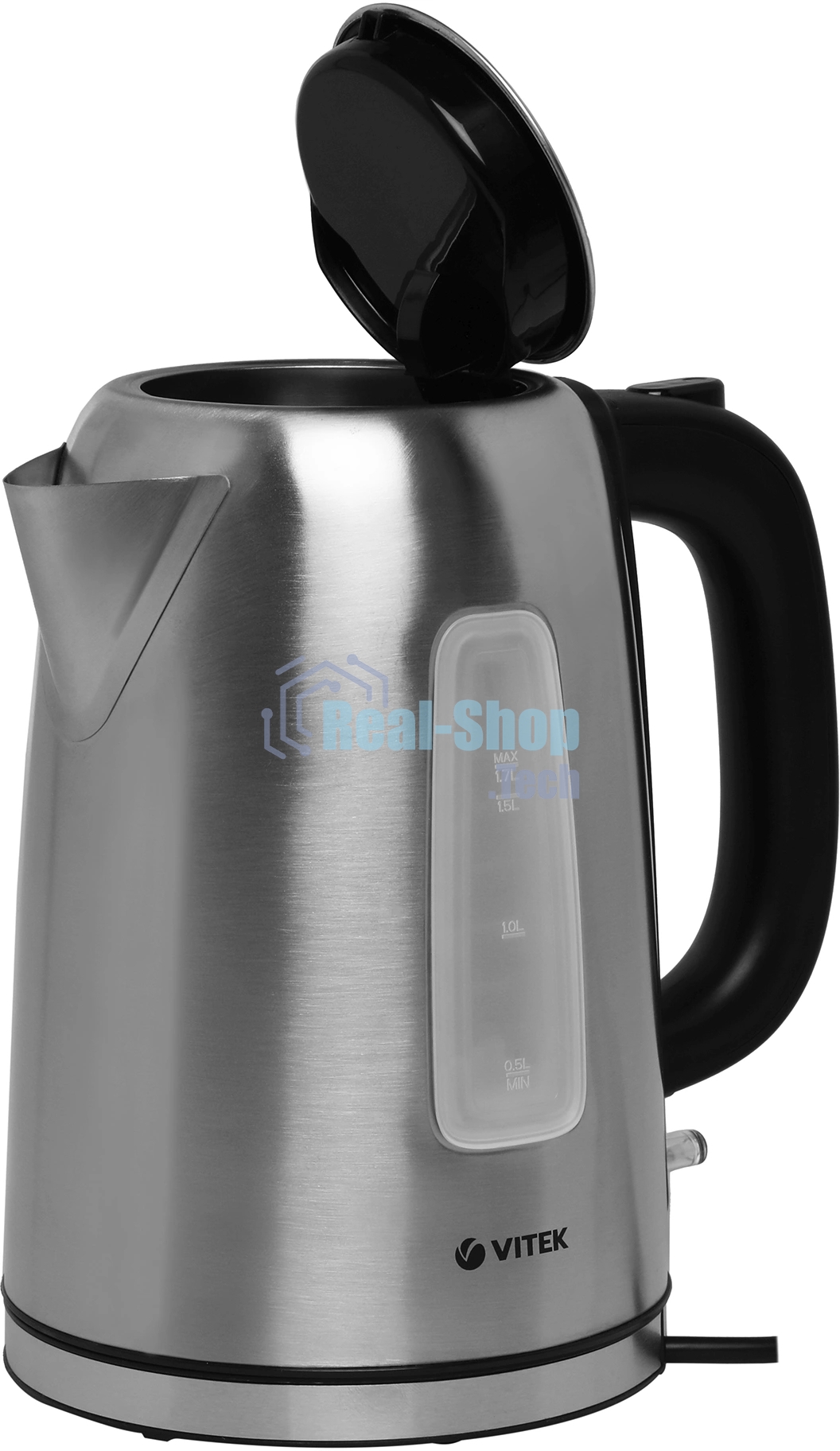 Чайник электрический Vitek VT-1137 1.7 л, 2200 Вт, серебристый матовый корпус: металл