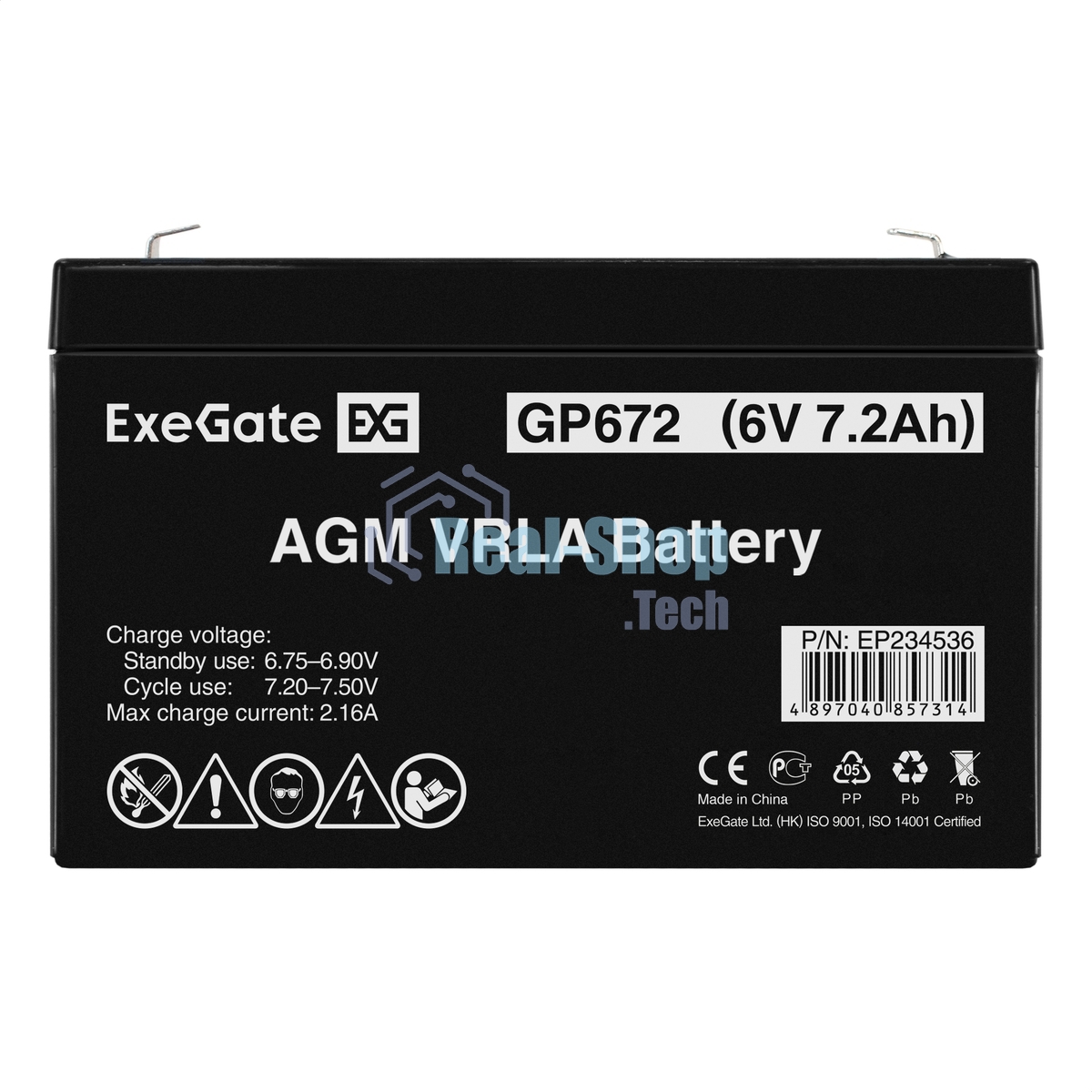 Батарея для ИБП ExeGate EP234536RUS GP 672/EXG672 (6V 7.2Ah) клеммы F1