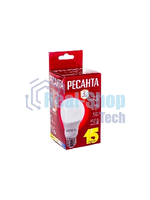 Лампа светодиодная Ресанта LL-R-A65-15W-230-3K-E27 груша, 15 Вт, тепл., Е27