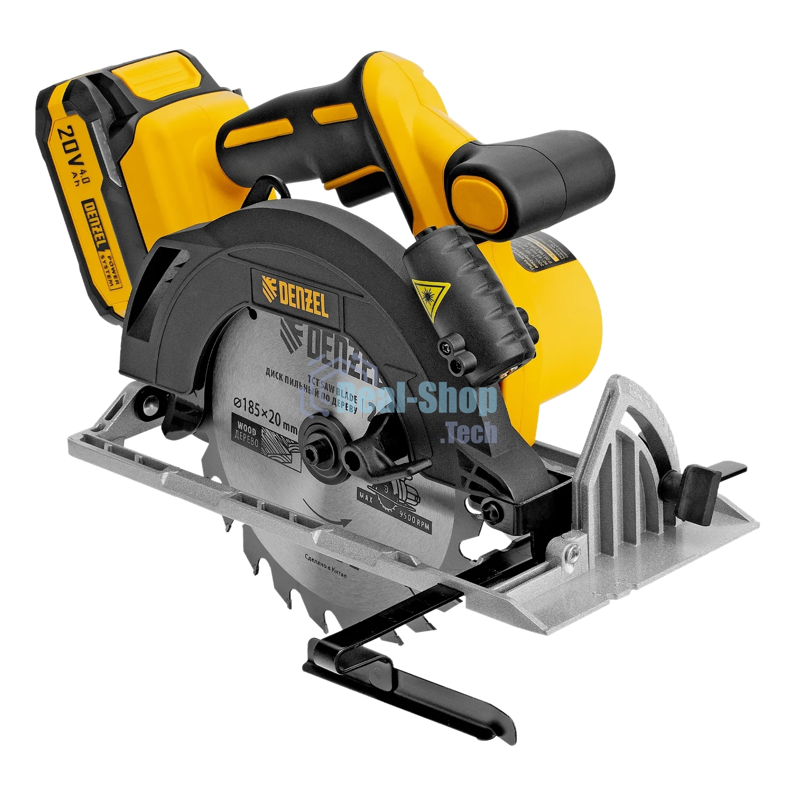 Пила циркулярная аккумуляторная бесщет. Denzel CCSH-BL-20-185, 185 мм, Li-Ion, 20 В