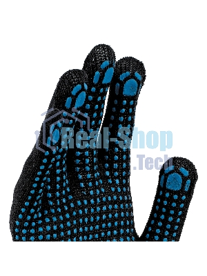 Перчатки трикотажные Сибртех х/б, 200 пар, ПВХ точка, 3 нити, 10 класс