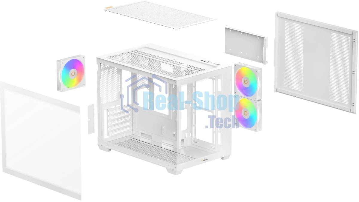 Корпус Ocypus Gamma C54 WH ARGB, Mini-Tower, белый, 3 x 120 мм