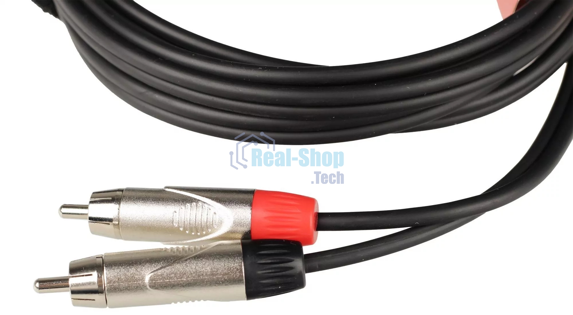 Кабель аудио FORCE FLC-20/32xRCA (M) - 2xRCA (M), стерео, используется для подключения бытовых и DJ аудио устройств к микшерам, диаметр 4,8 мм, металлические разъемы, длина 3 м