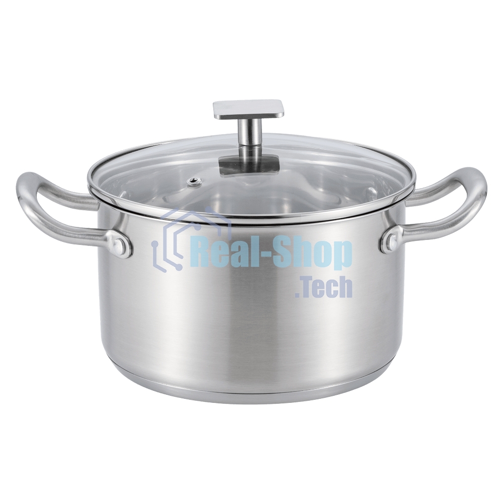 Кастрюля MAUNFELD FLORENCE MF36FR01CR из нержавеющей стали со стеклянной крышкой, 20см, 3,6 л