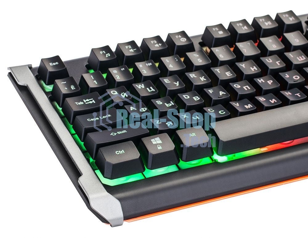 Клавиатура проводная Oklick 717G BLACK DEATH черный/оранжевый USB Multimedia for gamer LED