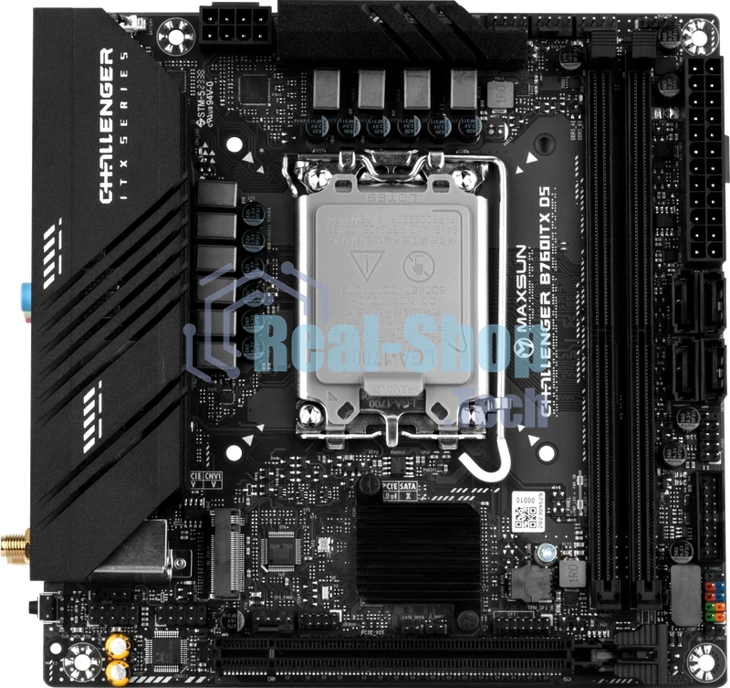Материнская плата Maxsun Challenger B760ITX D5, LGA 1700, Intel B760, 2xDDR5, 4xSATA, 2xM.2, 1xPCIe 5.0 x16, 2xHDMI, 2xDP, 2x 2.5Gb LAN, 2xUSB 3.2 Gen 1, 4xUSB 2.0, 5.1, Mini-ITX