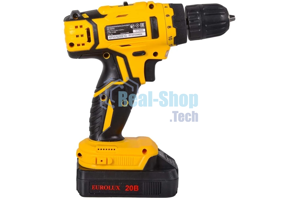 Дрель-шуруповерт аккумуляторная Eurolux ДА-20/2Li, Аккумуляторная, 20В