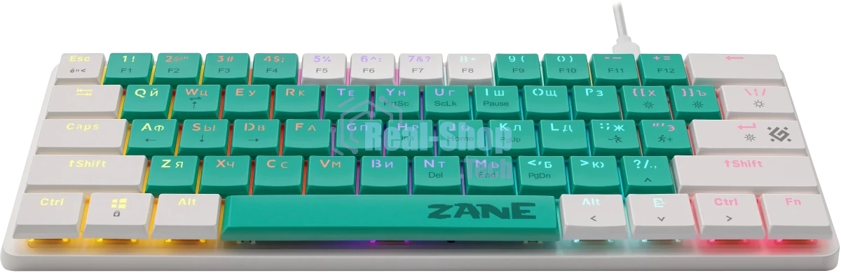 Клавиатура проводная механическая Defender Zane GK-089 RU,зелен/бел,61кн,1.5м,LowRed 1