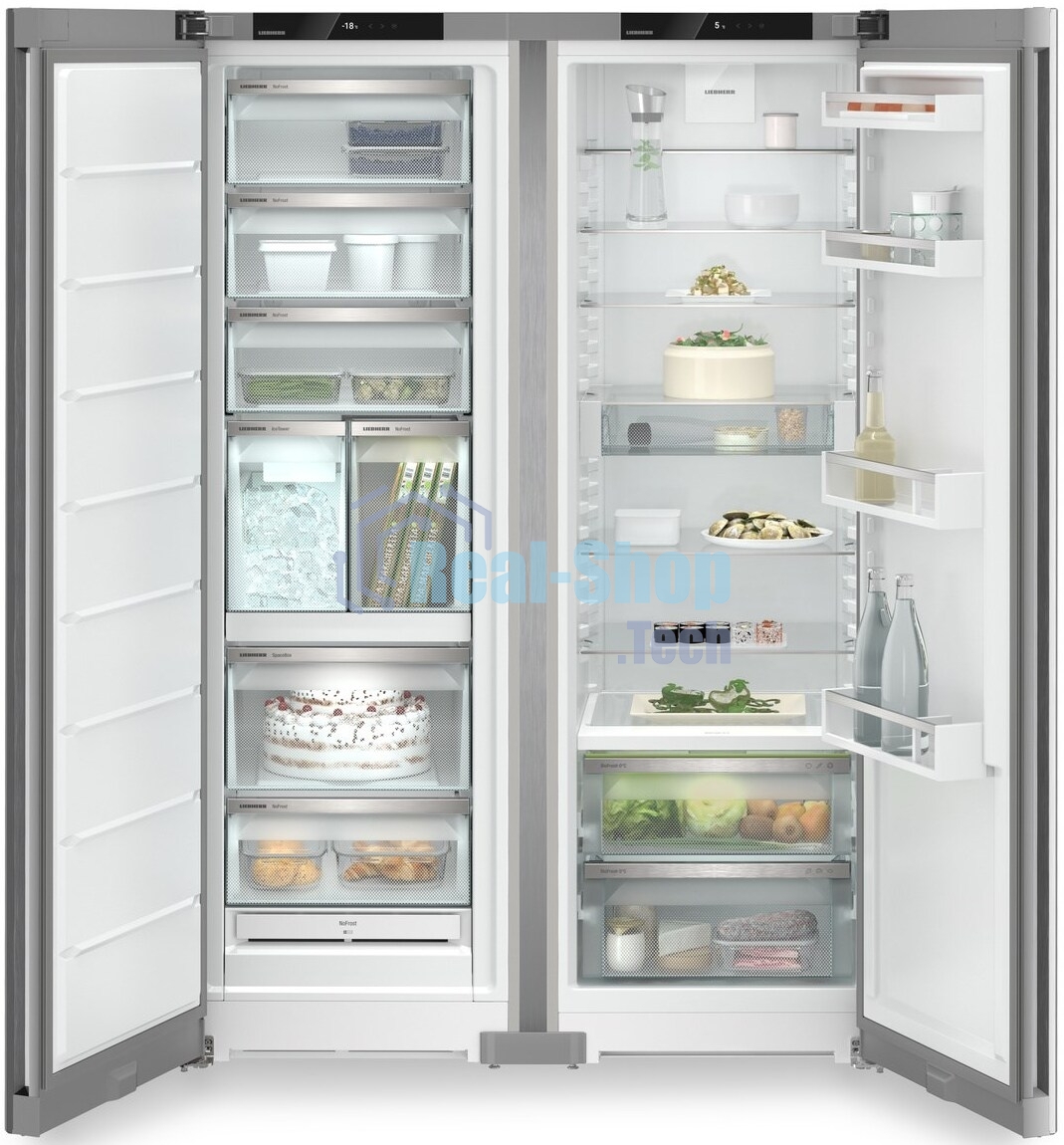 Холодильник Liebherr Комбинация XRFsf 5245-22 001(SFNsfd 5247-22 001 + SRBsfc 5220-22 001) серебристый двухкамерный 377/262л морозилка сбоку, Side by Side