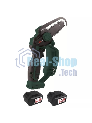 Профессиональная аккумуляторная цепная мини-пила KLPRO KLBZT18-50 (18В, Li-ion-2шт 5,0А·ч, ЗУ 4,5А, 3200 об/мин, 110мм)