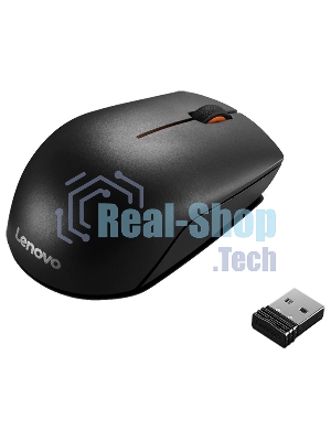 Мышь беспроводная Lenovo 300 черный, 1000 dpi, радиоканал, USB, кнопки - 3