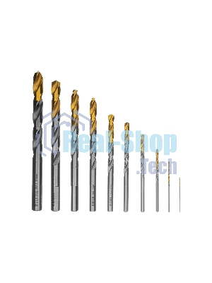 Набор сверл по металлу Denzel 1-10 мм, Р6М5-TiN, Golden Tip, 10 шт 723001