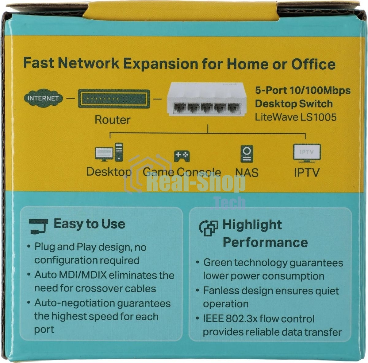 Коммутатор TP-Link LS1005, 5 портов Ethernet 100 Мбит/с