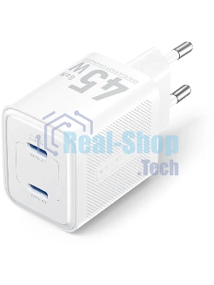 Сетевое зарядное устройство Vention на 2 порт USB С+C GaN 45W белый