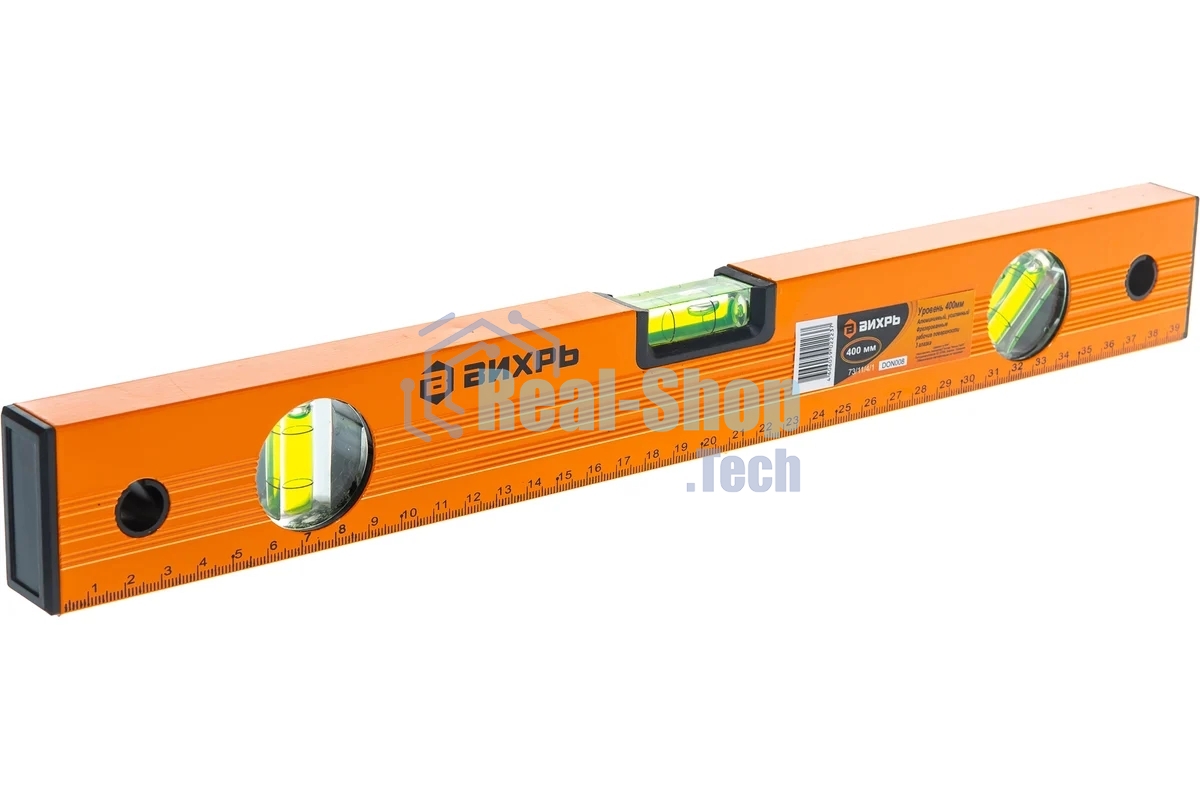 Уровень алюминиевый ВИХРЬ 400мм фрезерованный 3 глазка