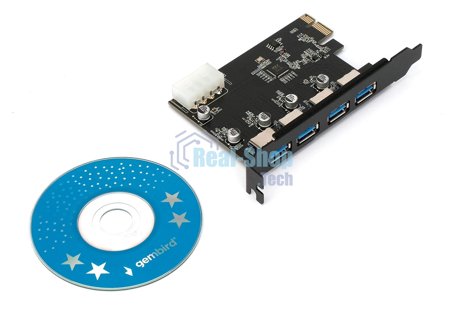 Контроллер USB 3.0 Gembird SPCR-04 в разъем PCI-e, 4xUSB-A
