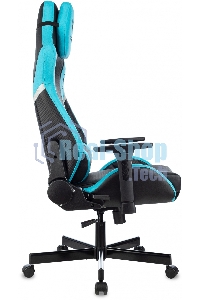 Кресло игровое Knight Thunder 5X черный/голубой эко.кожа крестов. металл