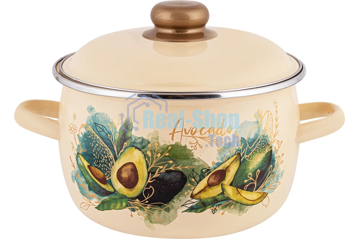 Кастрюля Appetite 1MC201P Avocado с крышкой, сферическая эмалированная 4 л