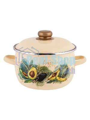 Кастрюля Appetite 1MC201P Avocado с крышкой, сферическая эмалированная 4 л