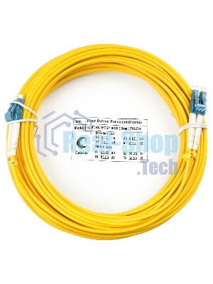 Патч-корд оптический Cabeus Tight Buffer, Duplex LC/LC, OS2 9/125, LSZH, 25м, Ø 3мм, синий хвостовик, жёлтый