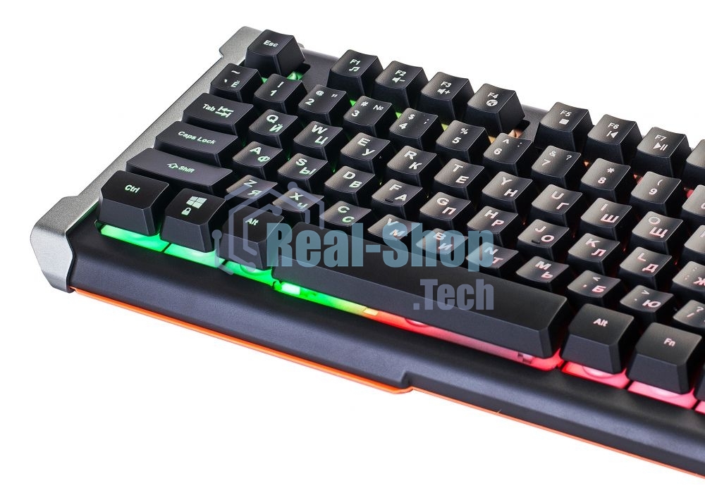 Клавиатура проводная Oklick 717G BLACK DEATH черный/оранжевый USB Multimedia for gamer LED