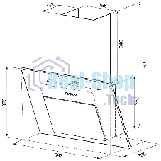 Вытяжка наклонная KRONA Vierkant 600 белый PB белый, 60 см, 890 куб. м/ч, 68 дБ