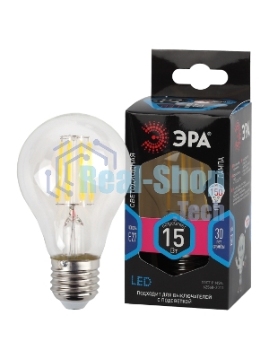 Лампа светодиодная ЭРА F-LED A60-15W-840-E27 Е27/Е27 15Вт филамент груша нейтральный белый свет